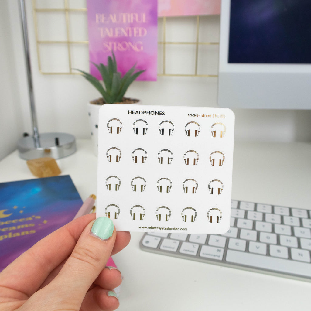 HEADPHONES - FOILED ICON PLANNER STICKERS - Rebecca Yates