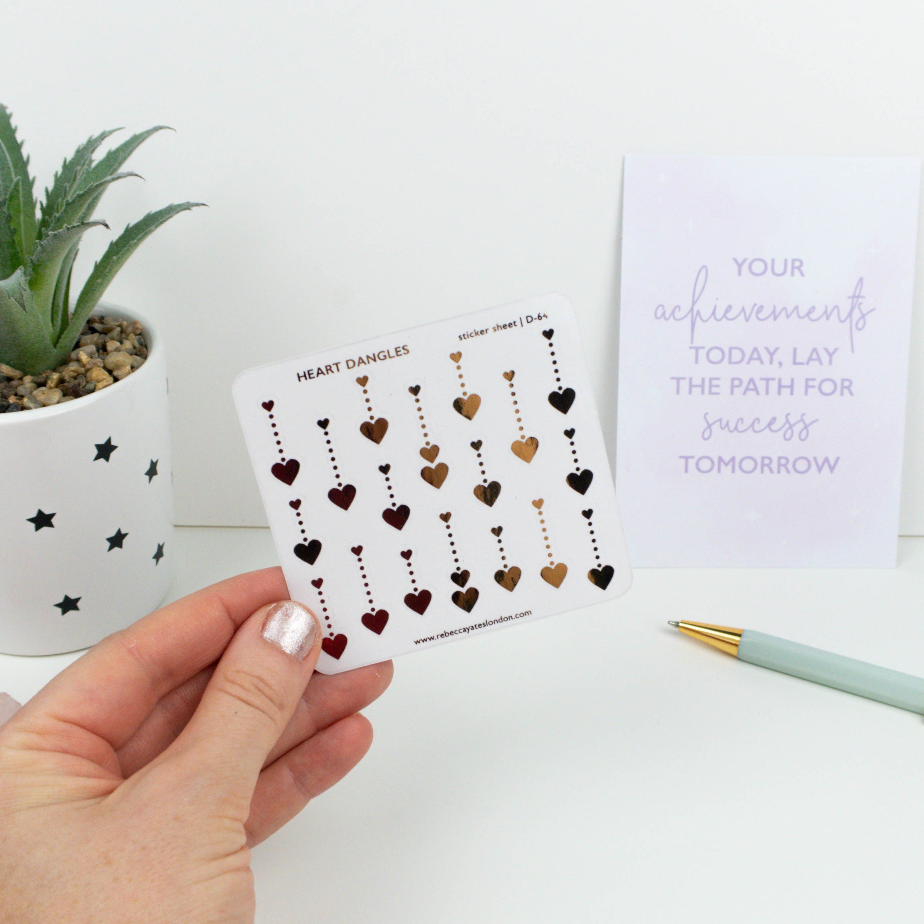 HEART DANGLES - FOILED PLANNER STICKERS - Rebecca Yates