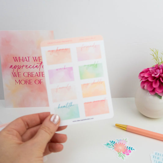 GRATITUDE PROMPTS - PLANNER STICKER SHEET