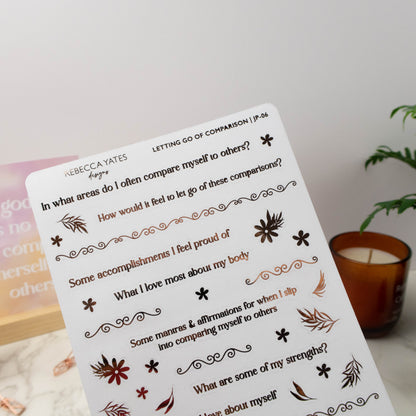 LETTING GO OF COMPARISON JOURNAL PROMPTS - FOILED STICKER SHEET