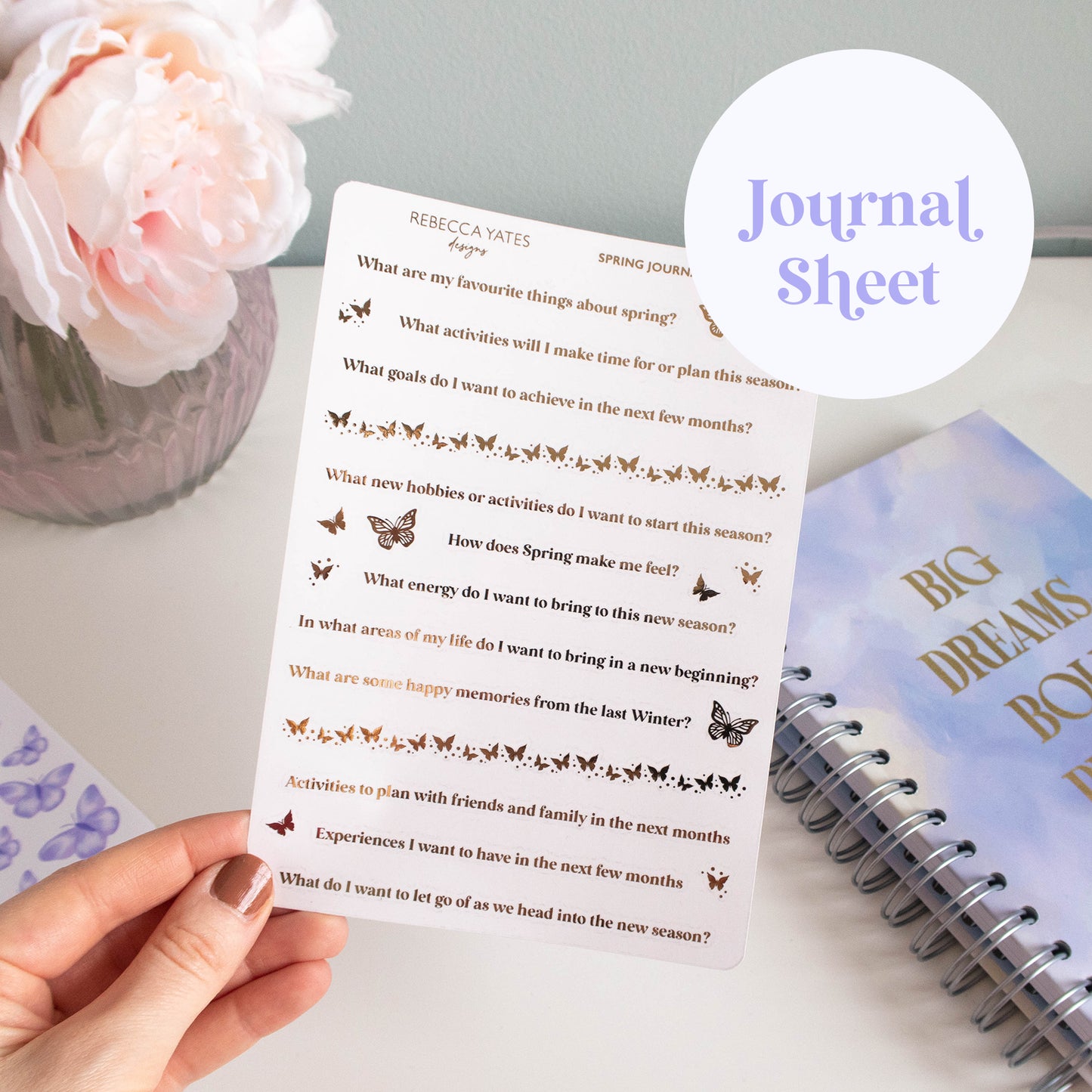 SPRING JOURNAL PROMPTS - FOILED STICKER SHEET