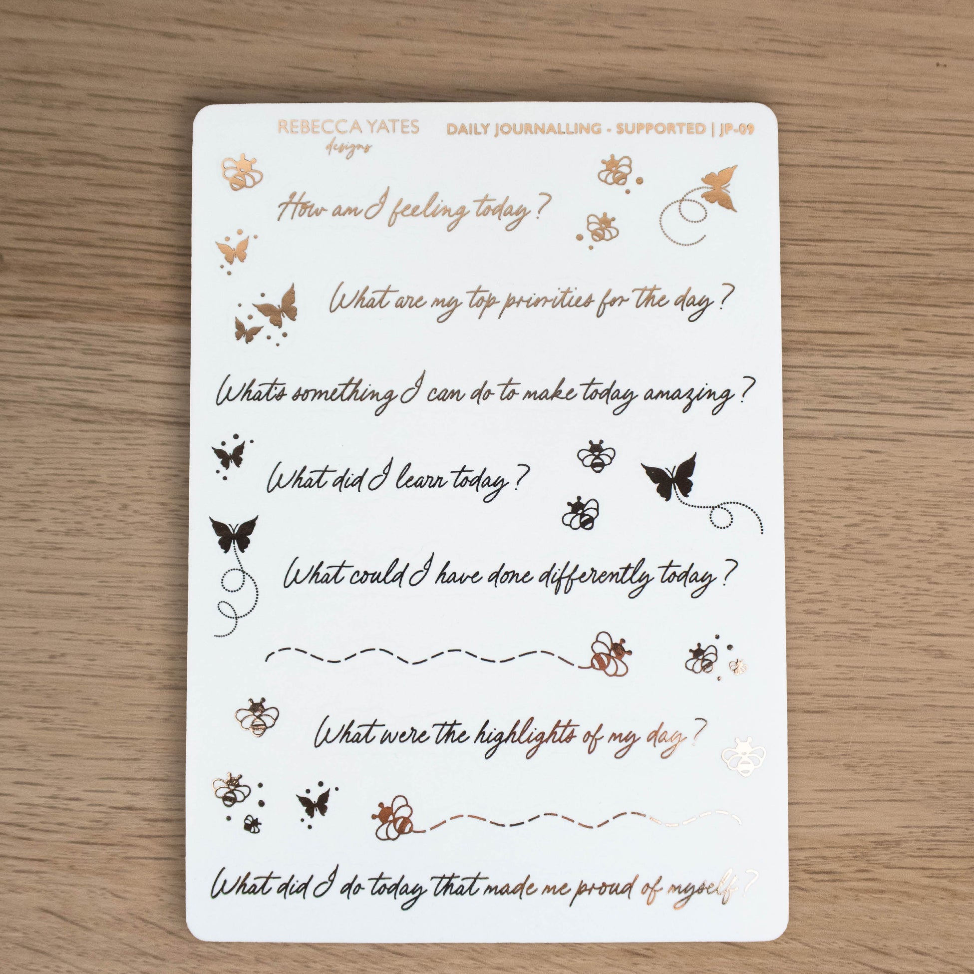 DAILY JOURNALLING LOVE AND SUPPORTED - FOILED STICKER SHEET - Rebecca Yates