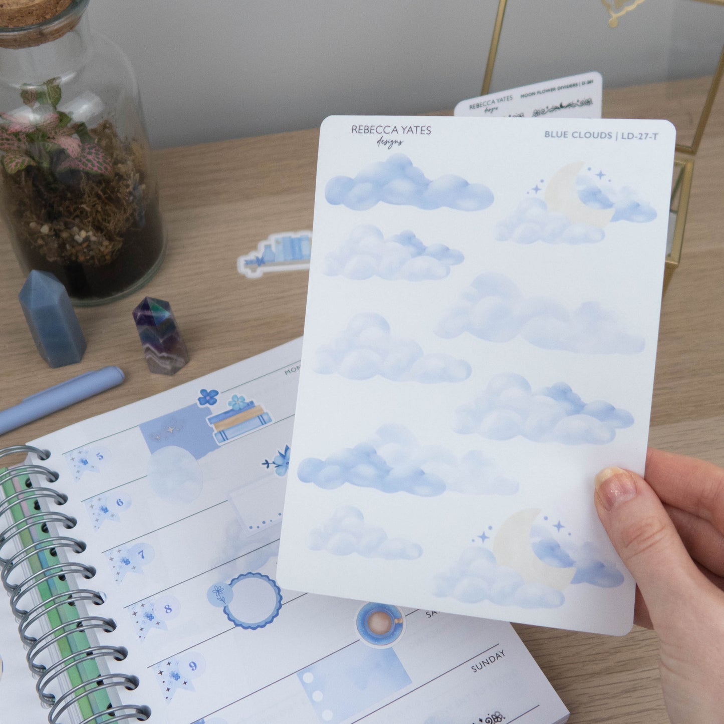 BLUE CLOUDS  - PLANNER STICKER SHEET - TRANSPARENT STICKER PAPER