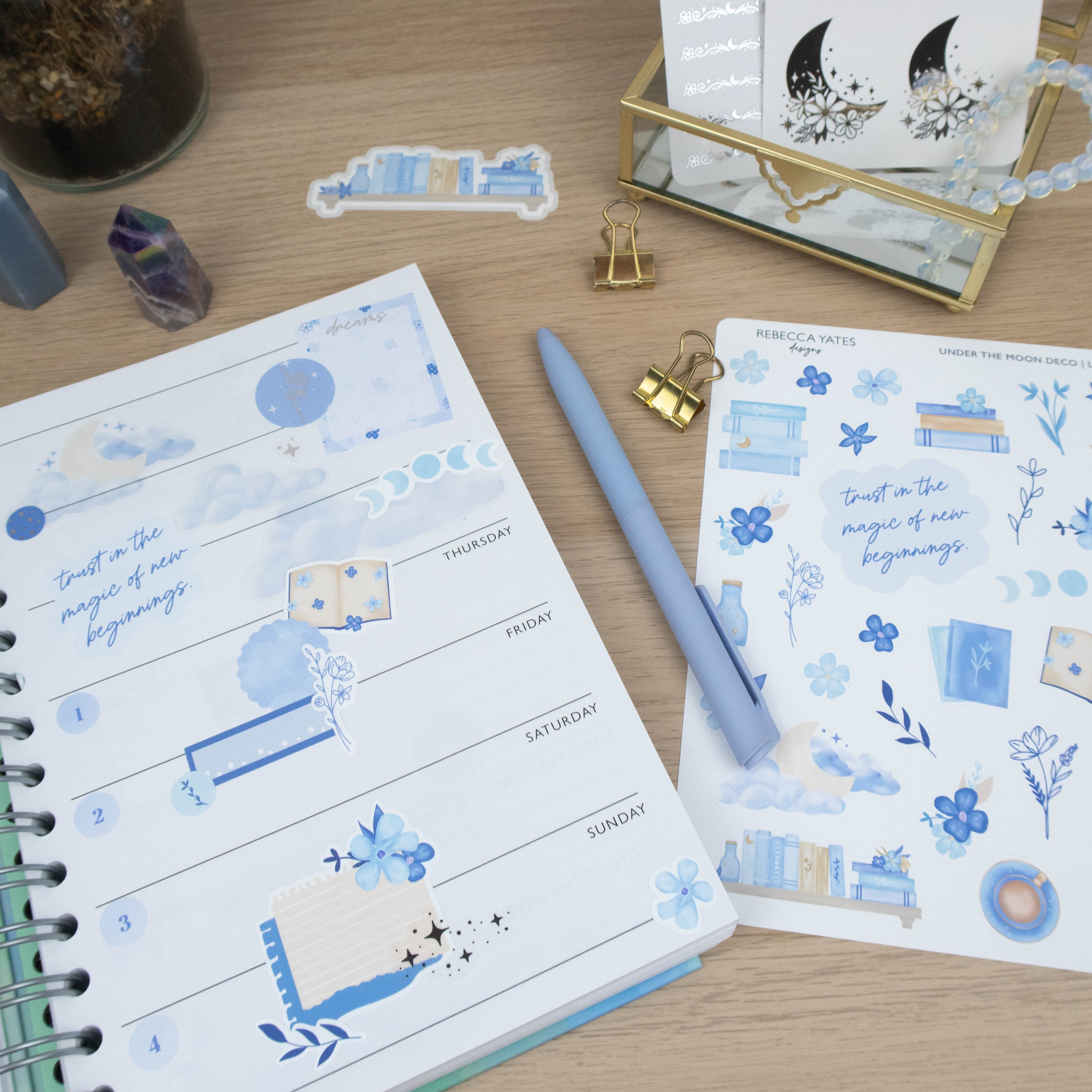 UNDER THE MOON DECO  - PLANNER STICKER SHEET - Rebecca Yates