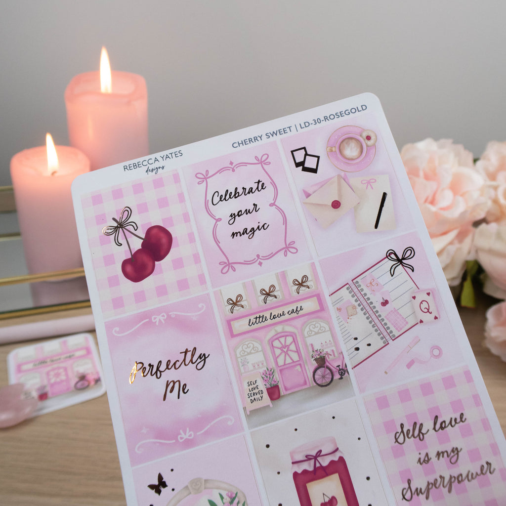 CHERRY SWEET FULL BOXES  - PLANNER STICKER SHEET - Rebecca Yates