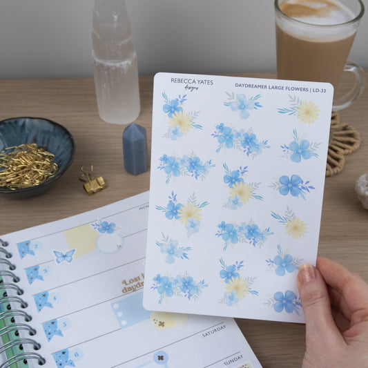 DAYDREAMER SOCIETY LARGE FLOWERS - JOURNAL STICKER SHEET - Rebecca Yates