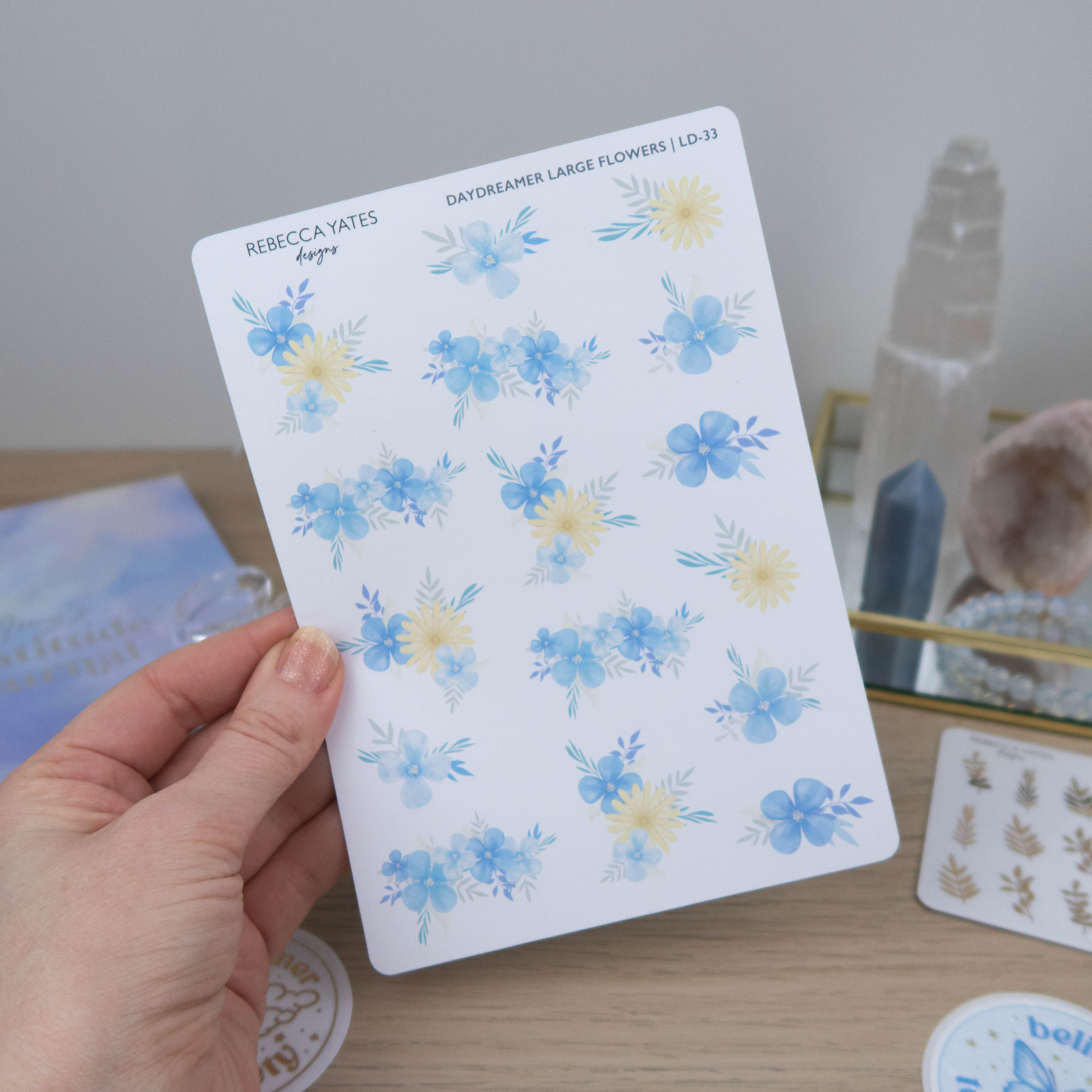 DAYDREAMER SOCIETY LARGE FLOWERS - JOURNAL STICKER SHEET - Rebecca Yates