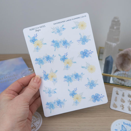 DAYDREAMER SOCIETY LARGE FLOWERS - JOURNAL STICKER SHEET - Rebecca Yates