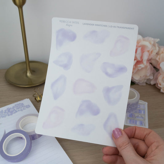 SOFT DAYS WATERCOLOUR SWATCHES  - STICKER SHEET (TRANSPARENT) - Rebecca Yates