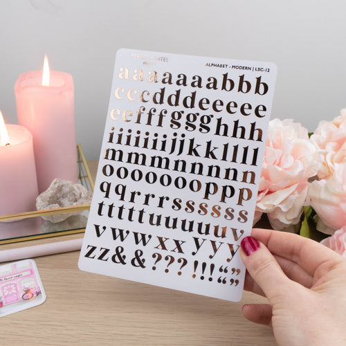 ALPHABET - MODERN STYLE FOILED STICKERS - Rebecca Yates