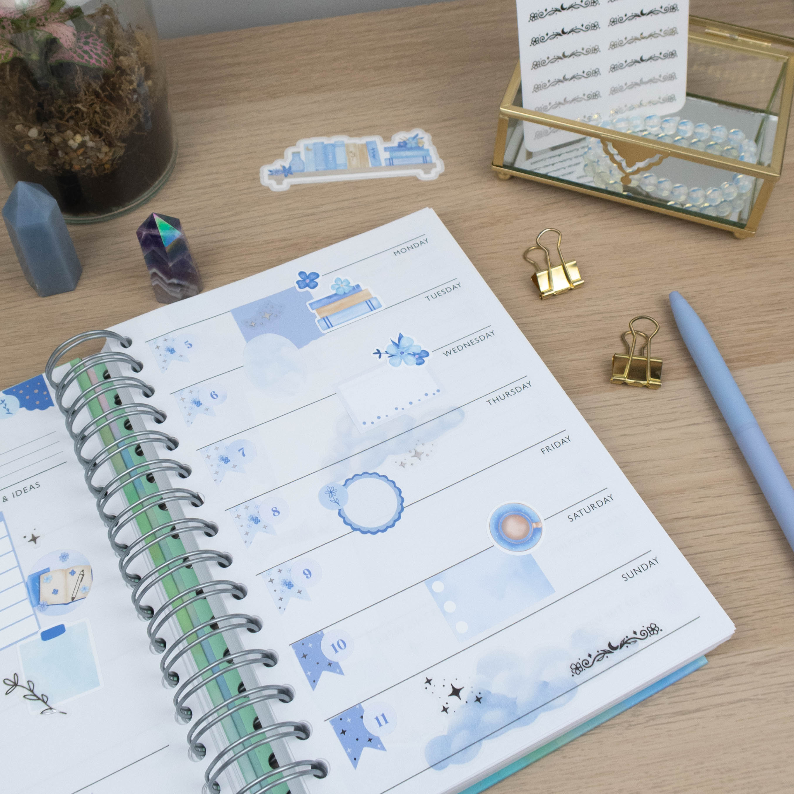 MOON FLOWER DIVIDERS  - FOILED PLANNER STICKERS - Rebecca Yates