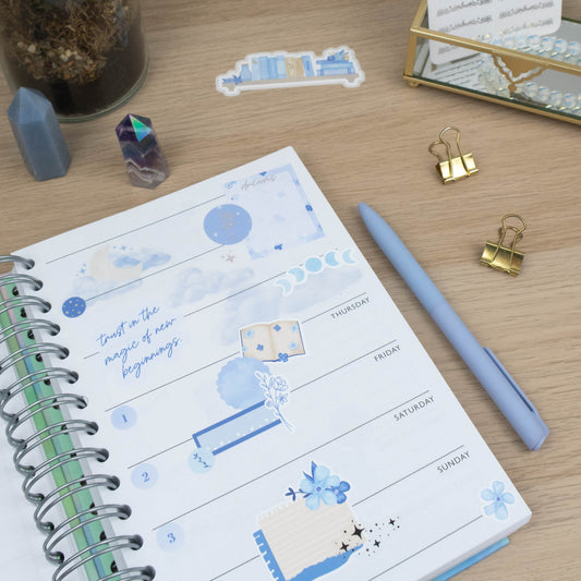 BLUE CLOUDS  - PLANNER STICKER SHEET - TRANSPARENT STICKER PAPER