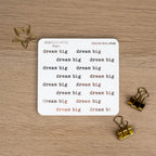 DREAM BIG - FOILED QUOTES STICKER SHEET - Rebecca Yates