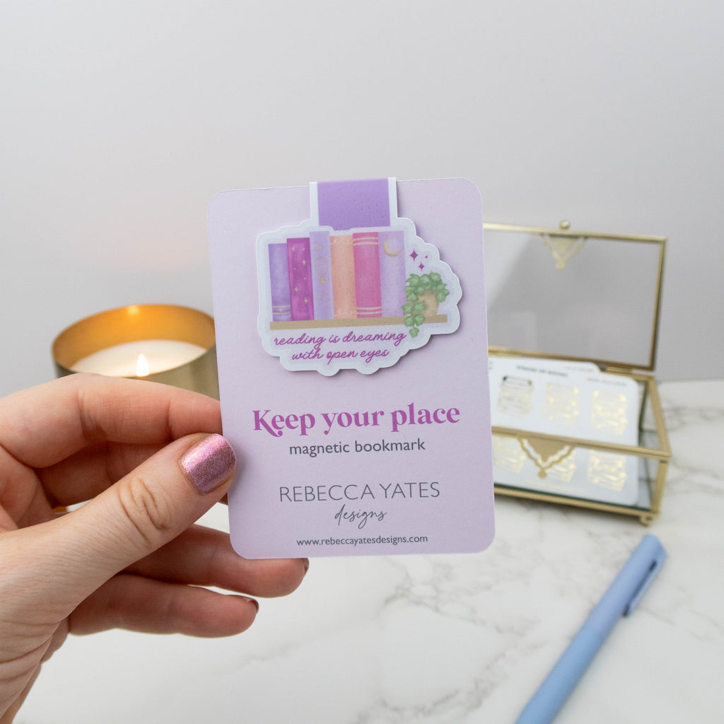READING IS DREAMING WITH OPEN EYES  - MAGNETIC BOOKMARK - Rebecca Yates
