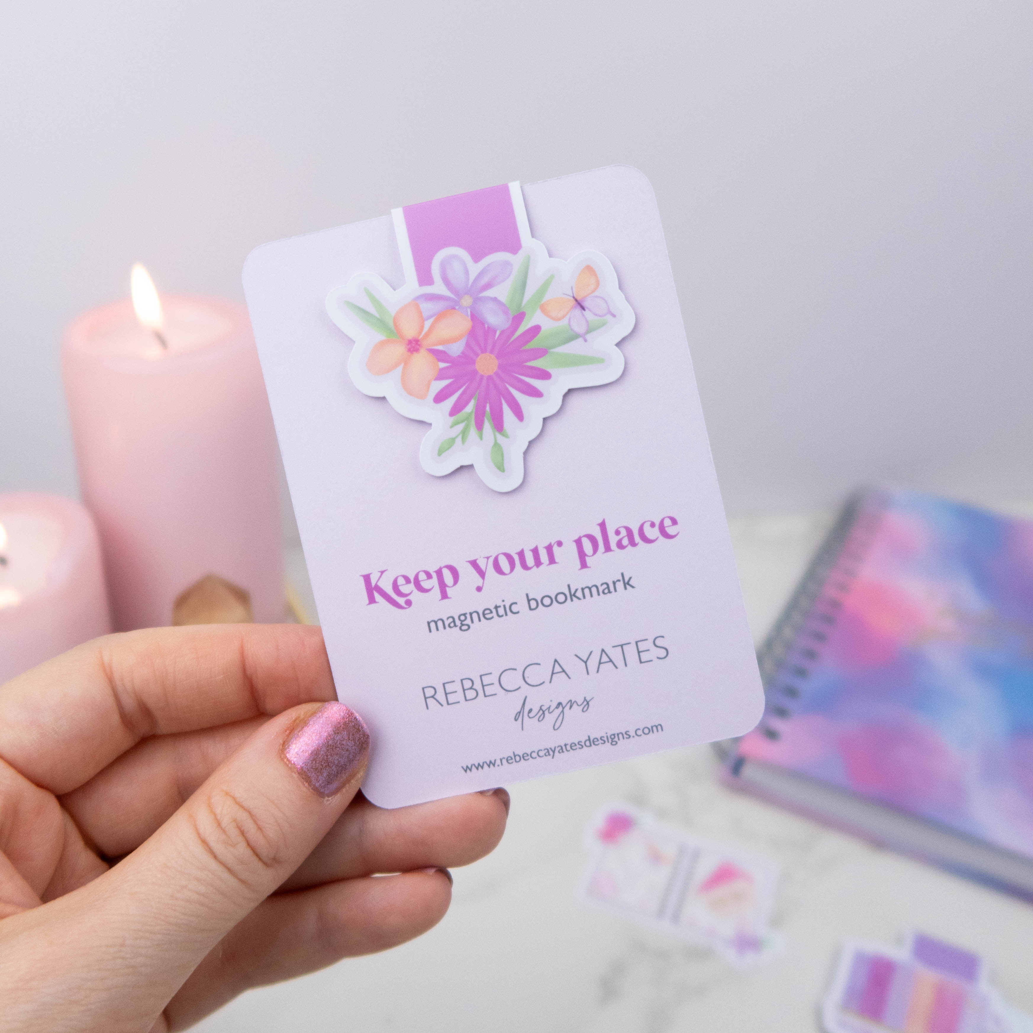DREAMY FLOWERS   - MAGNETIC BOOKMARK - Rebecca Yates
