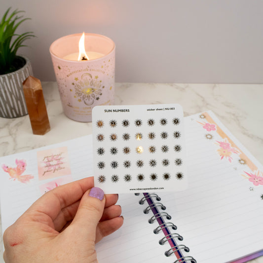 SUN NUMBERS - FOILED PLANNER STICKERS