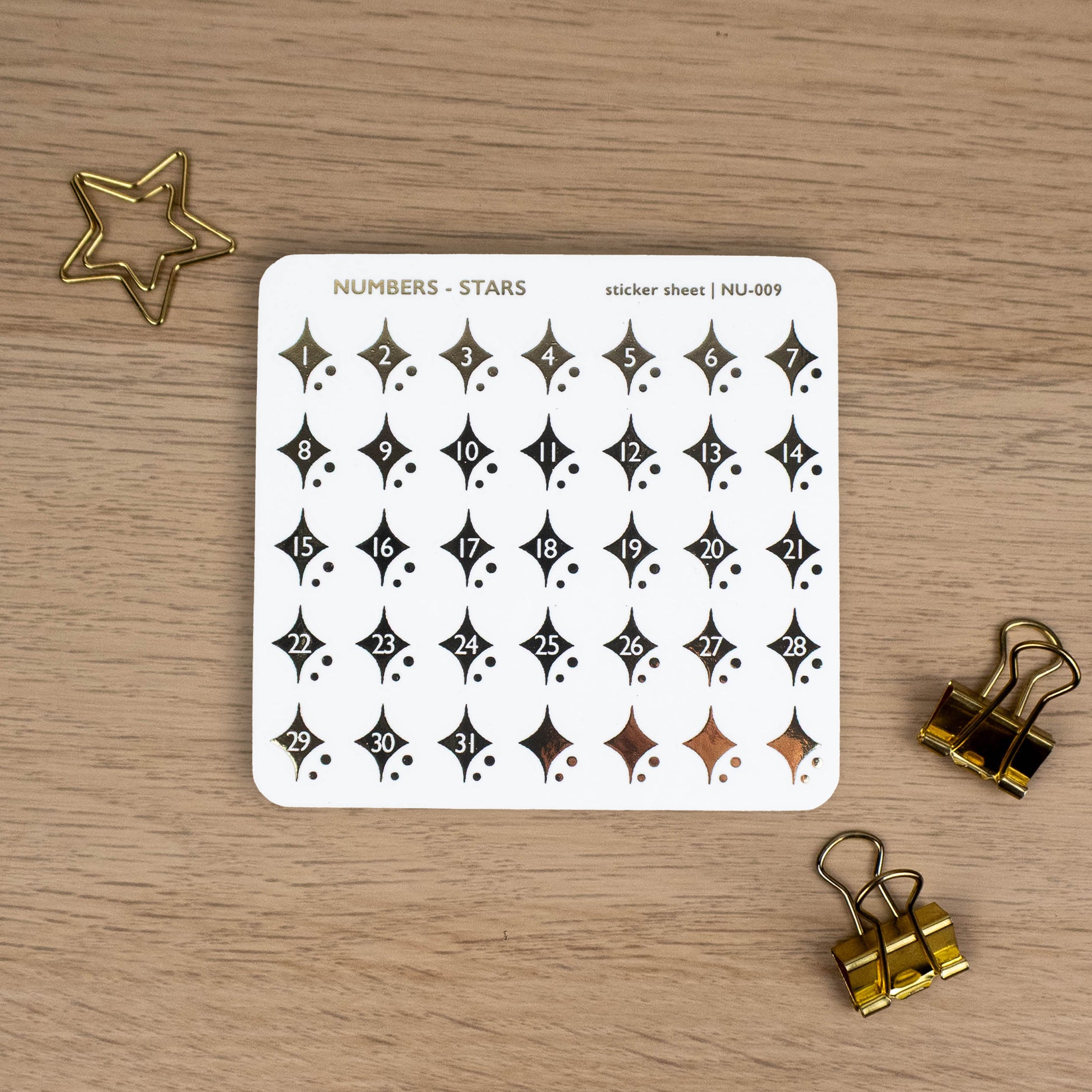 STARS NUMBERS - FOILED PLANNER STICKERS - Rebecca Yates