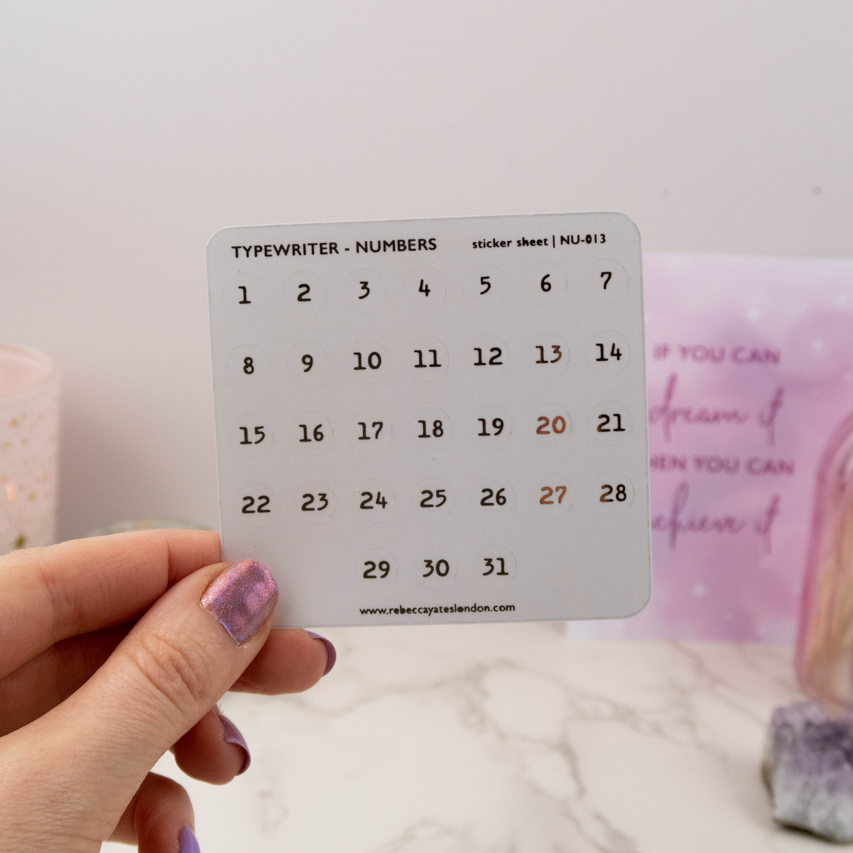 TYPEWRITER NUMBERS - FOILED PLANNER STICKERS - Rebecca Yates