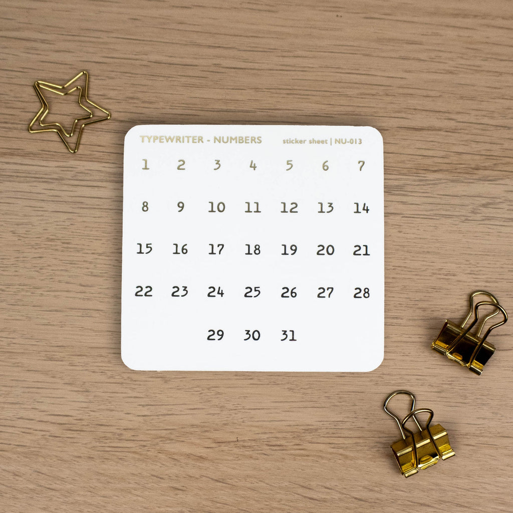 TYPEWRITER NUMBERS - FOILED PLANNER STICKERS - Rebecca Yates