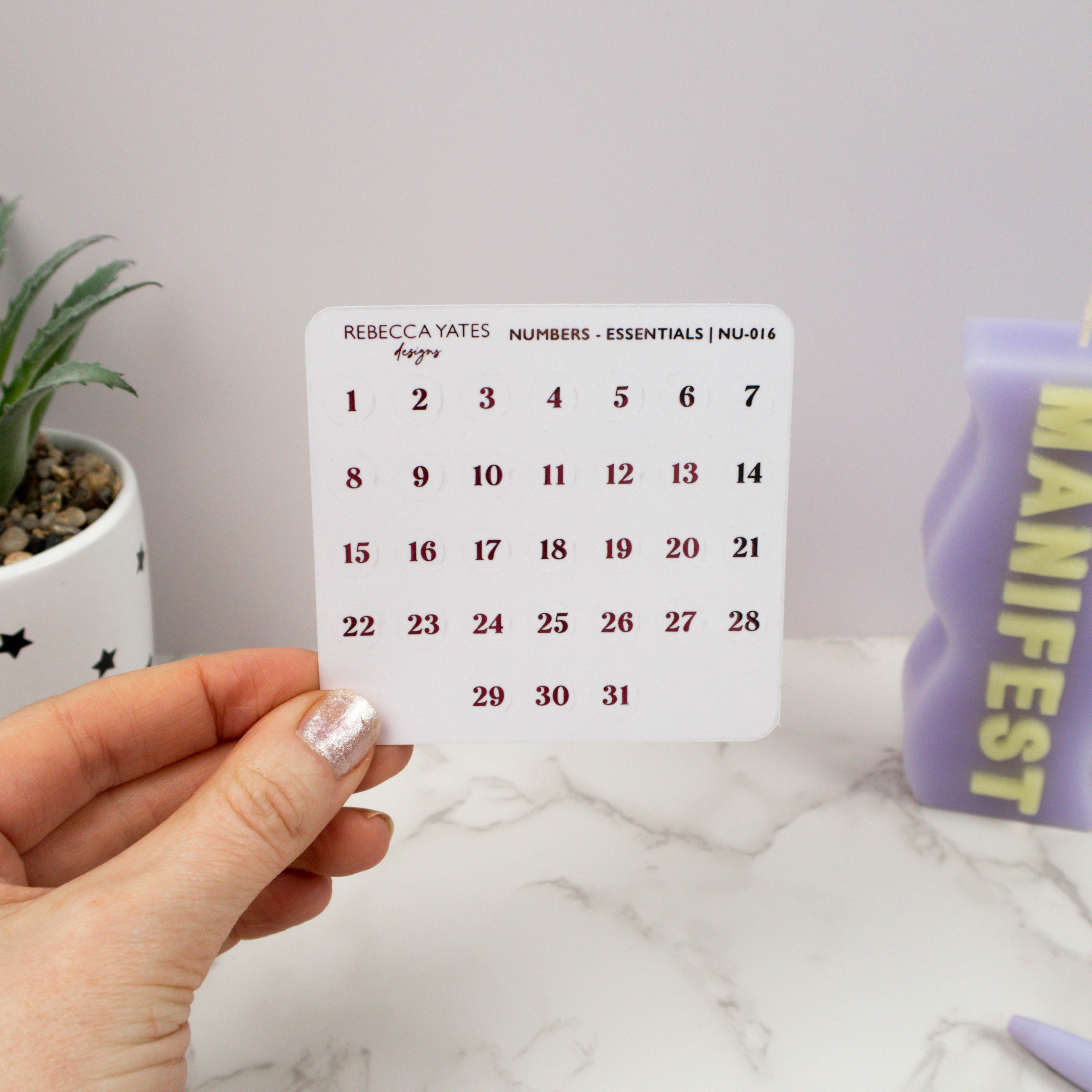 ESSENTIAL NUMBERS - FOILED PLANNER STICKERS - Rebecca Yates