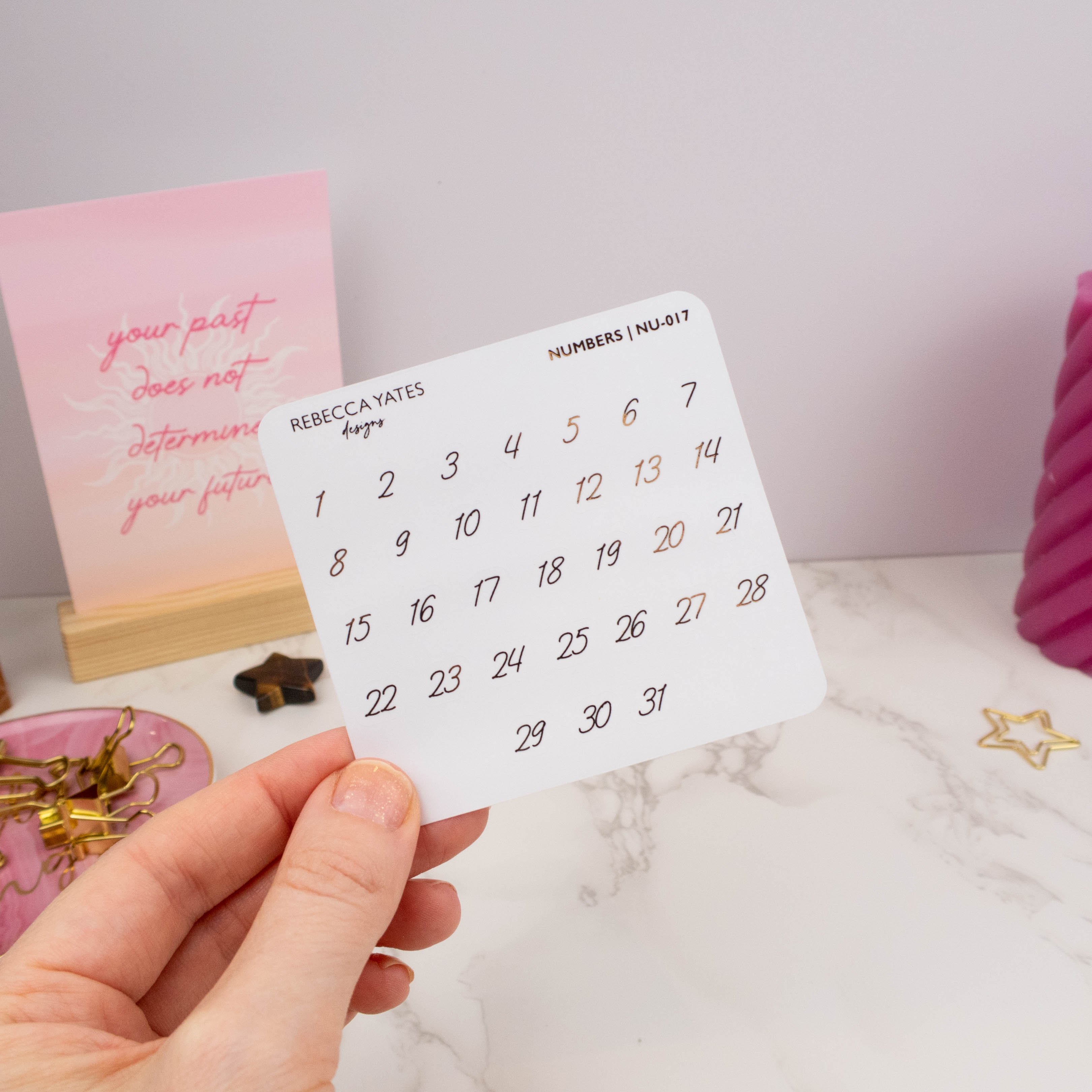HANDWRITTEN NUMBERS - FOILED PLANNER STICKERS - Rebecca Yates