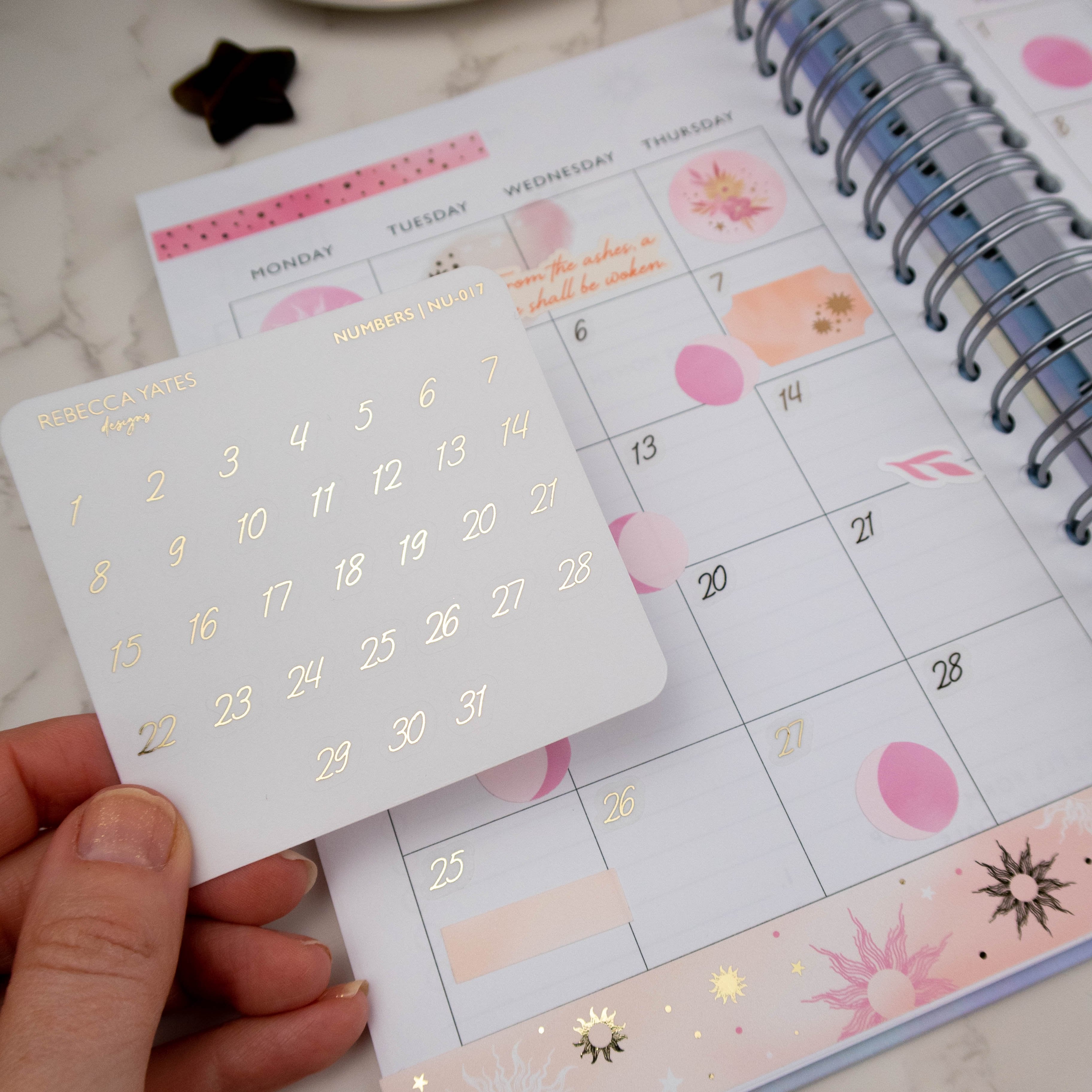 HANDWRITTEN NUMBERS - FOILED PLANNER STICKERS - Rebecca Yates