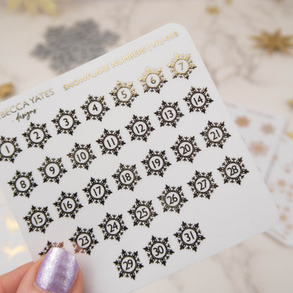 SNOWFLAKE NUMBERS - FOILED PLANNER STICKERS