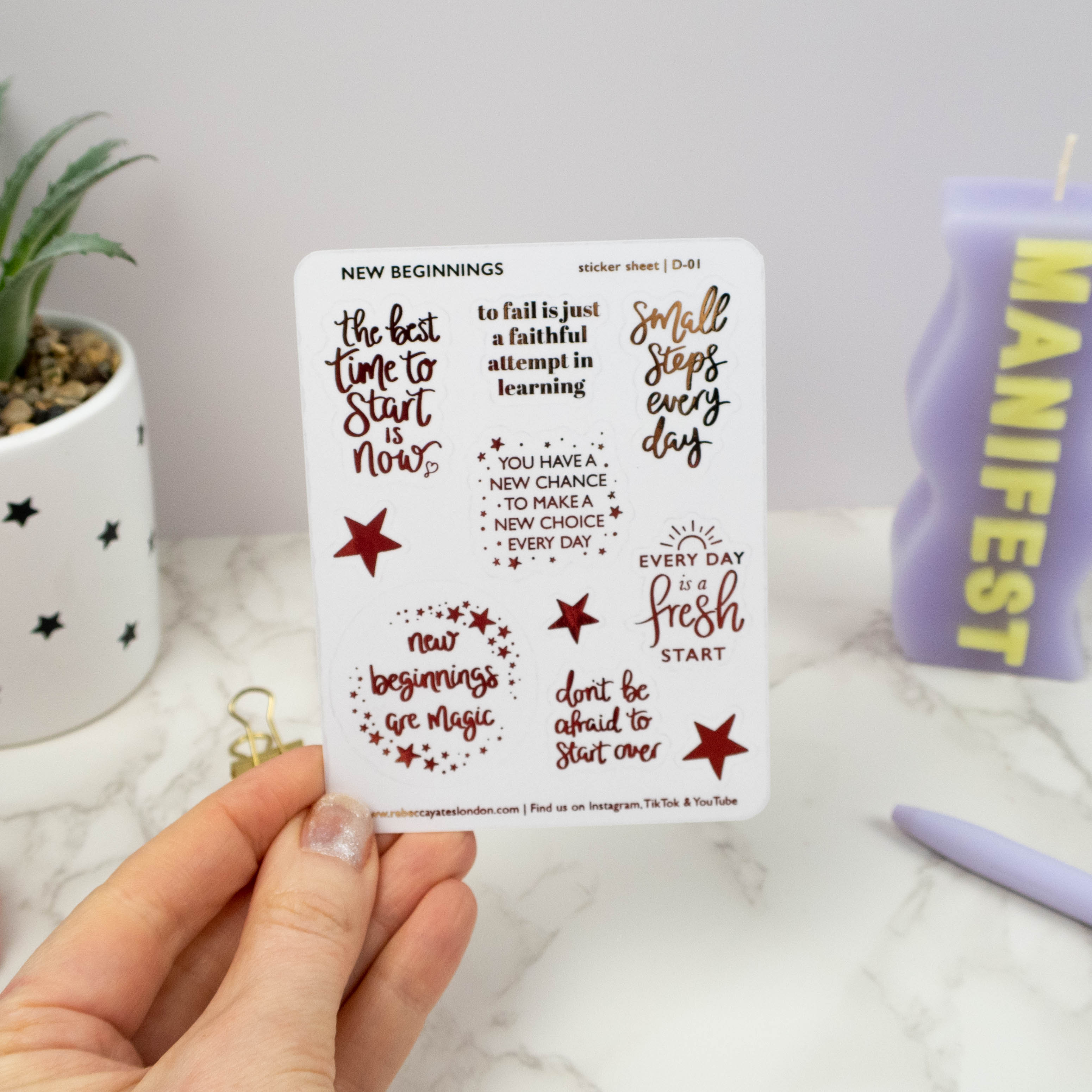 NEW BEGINNINGS - FOILED PLANNER STICKER QUOTES - Rebecca Yates