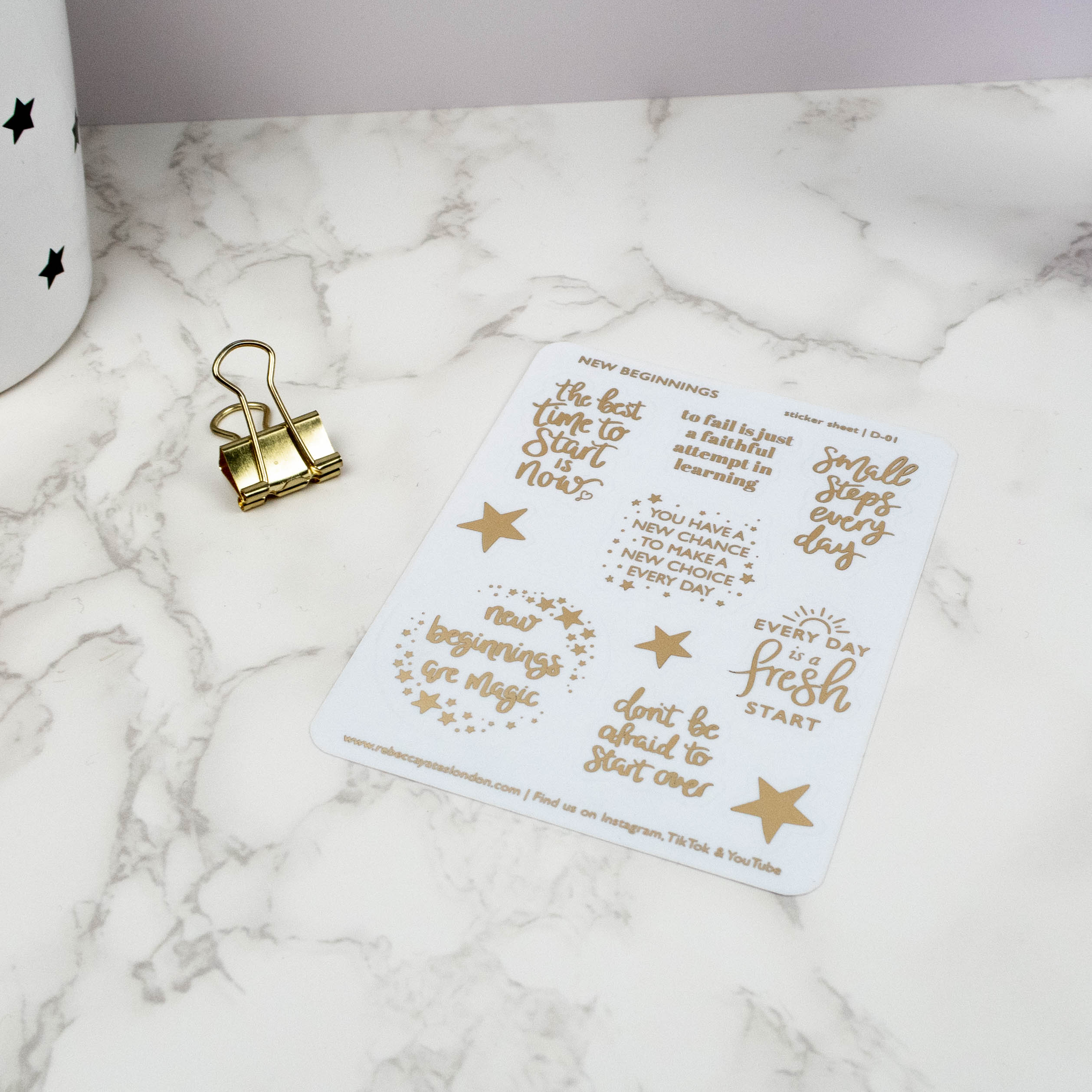 NEW BEGINNINGS - FOILED PLANNER STICKER QUOTES - Rebecca Yates