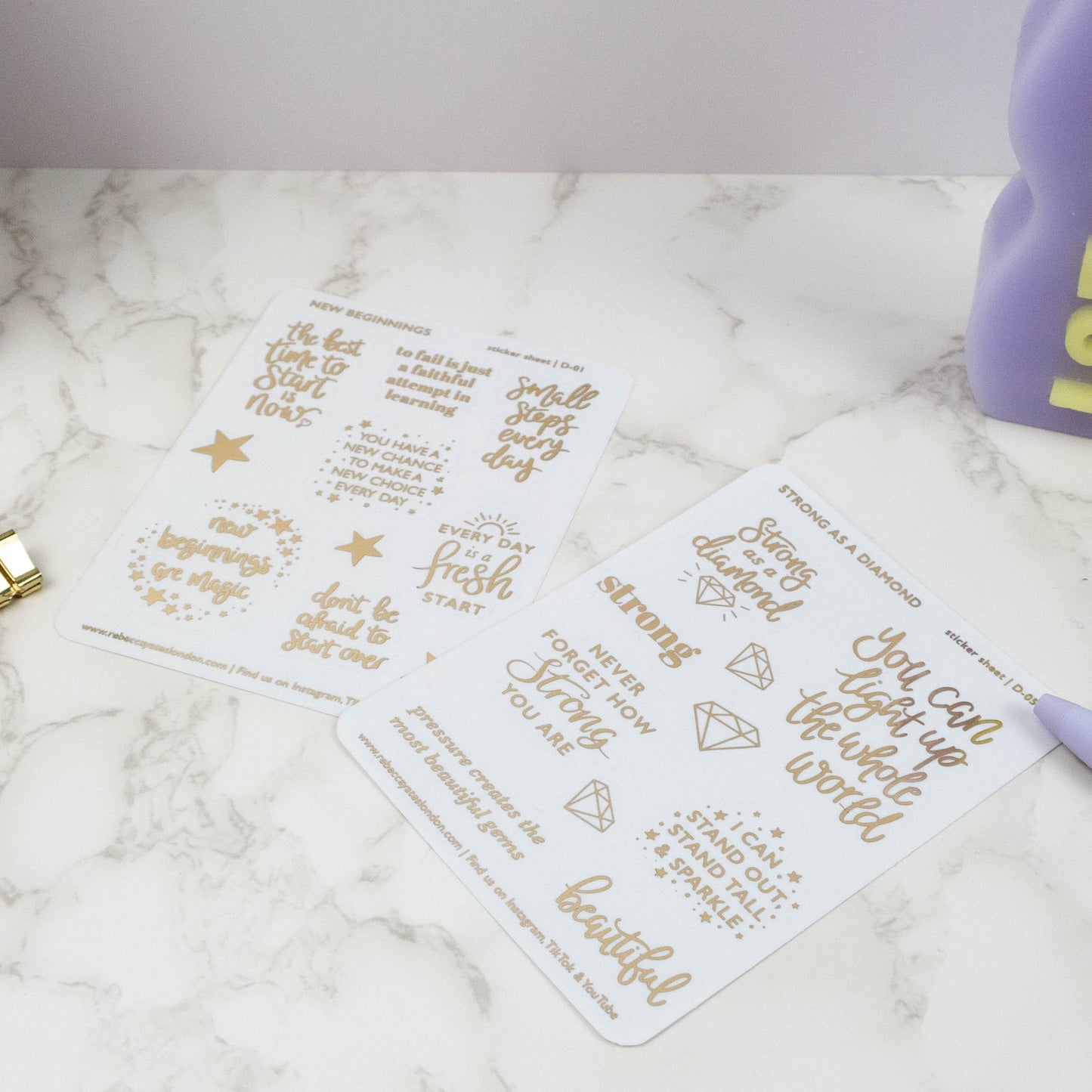 STRONG AS A DIAMOND - FOILED PLANNER STICKER QUOTES