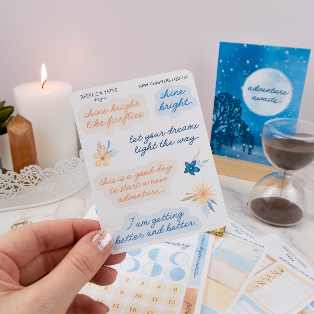 NEW CHAPTERS  - QUOTES PLANNER STICKER SHEET - Rebecca Yates