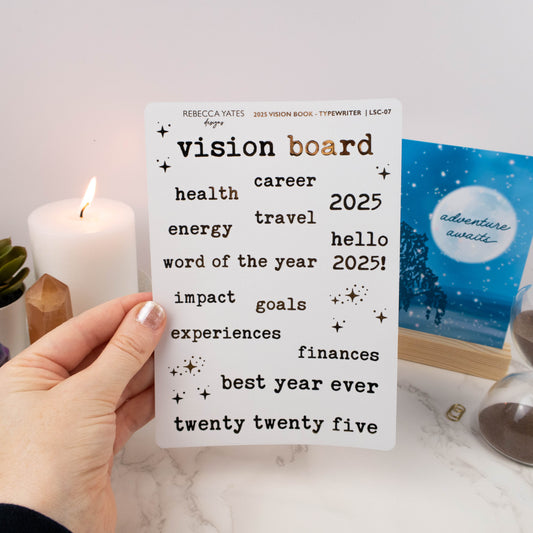 VISION BOARD STICKER SHEET (TYPEWRITER)