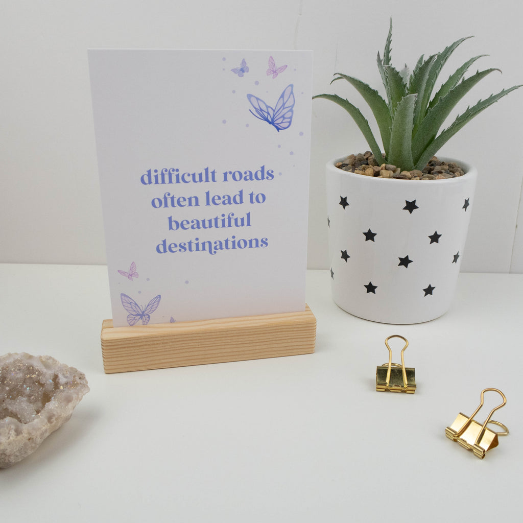 DIFFICULT ROADS OFTEN LEAD TO BEAUTIFUL DESTINATIONS POSTCARD - Rebecca Yates