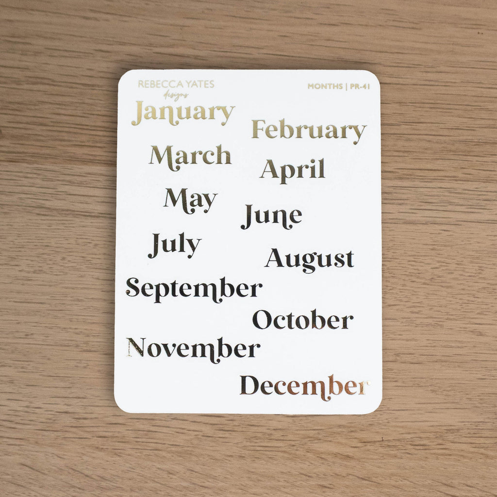 MONTHS - FOILED STICKER SHEET - Rebecca Yates