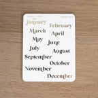 MONTHS - FOILED STICKER SHEET - Rebecca Yates