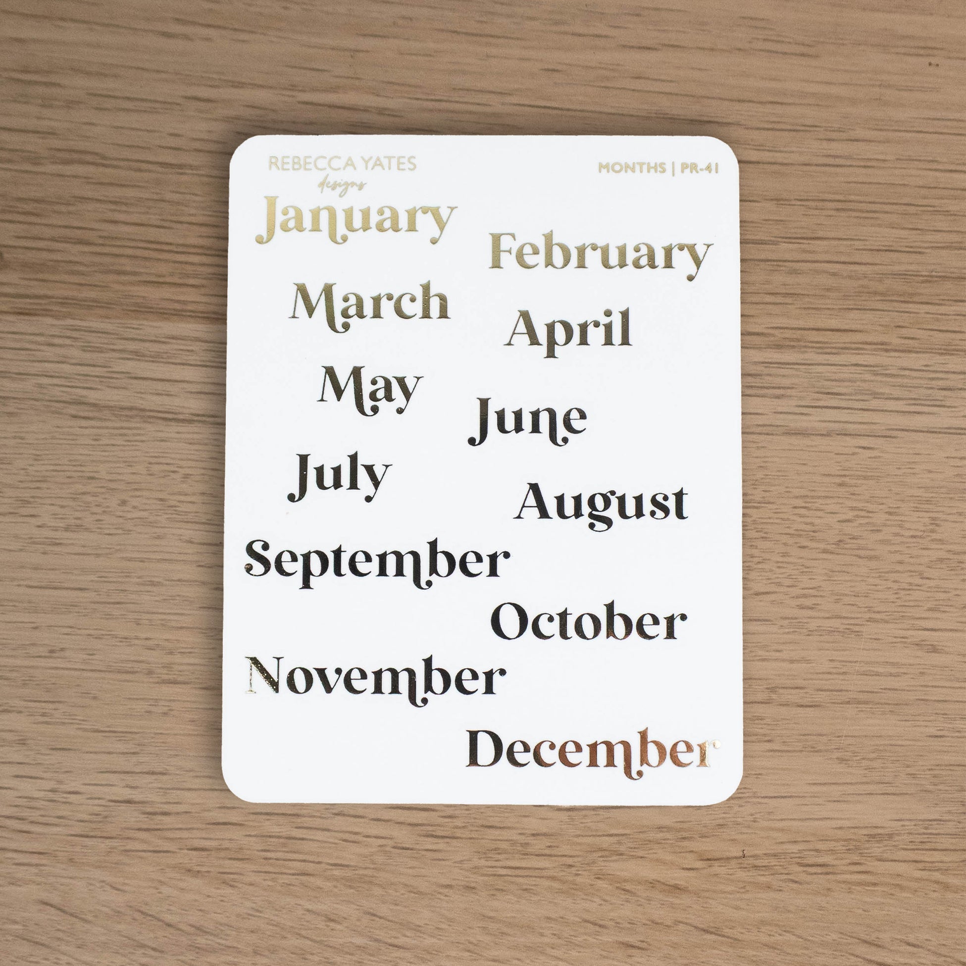 MONTHS - FOILED STICKER SHEET - Rebecca Yates