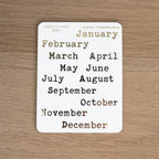 MONTHS - FOILED STICKER SHEET (TYPEWRITER) - Rebecca Yates