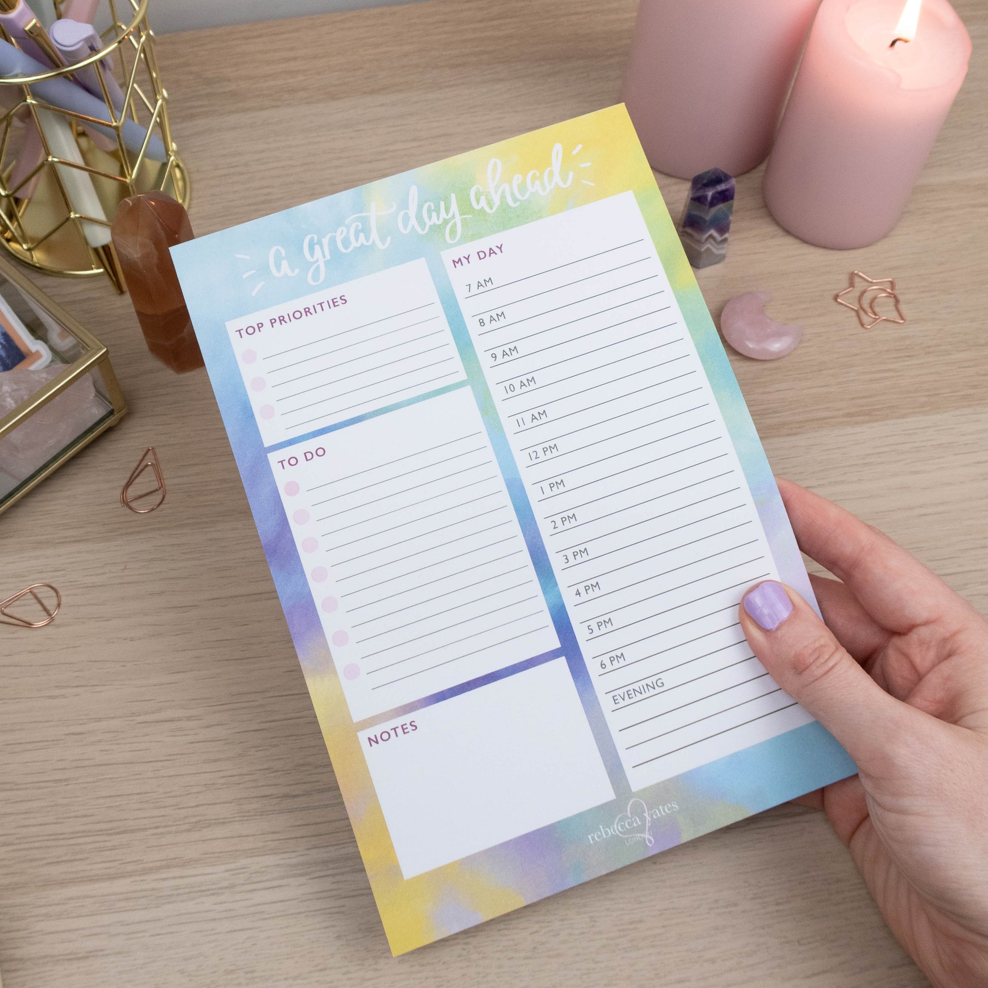 A GREAT DAY AHEAD - DAY PLANNER PAD (TOPAZ) - Rebecca Yates
