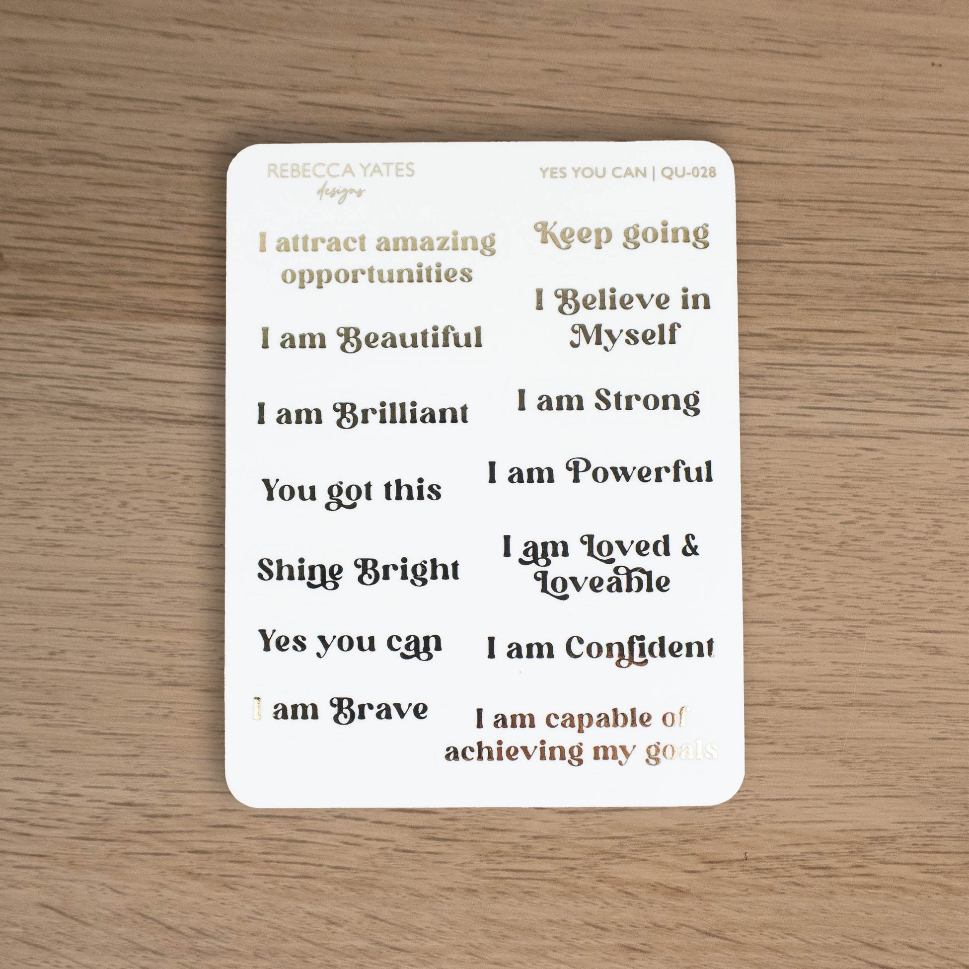 YES YOU CAN - FOILED PLANNER STICKER QUOTES - Rebecca Yates