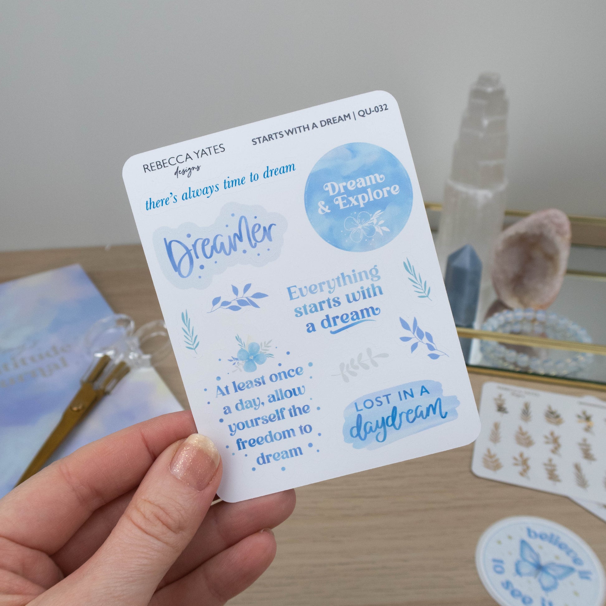 STARTS WITH A DREAM - PLANNER QUOTES STICKER SHEET - Rebecca Yates
