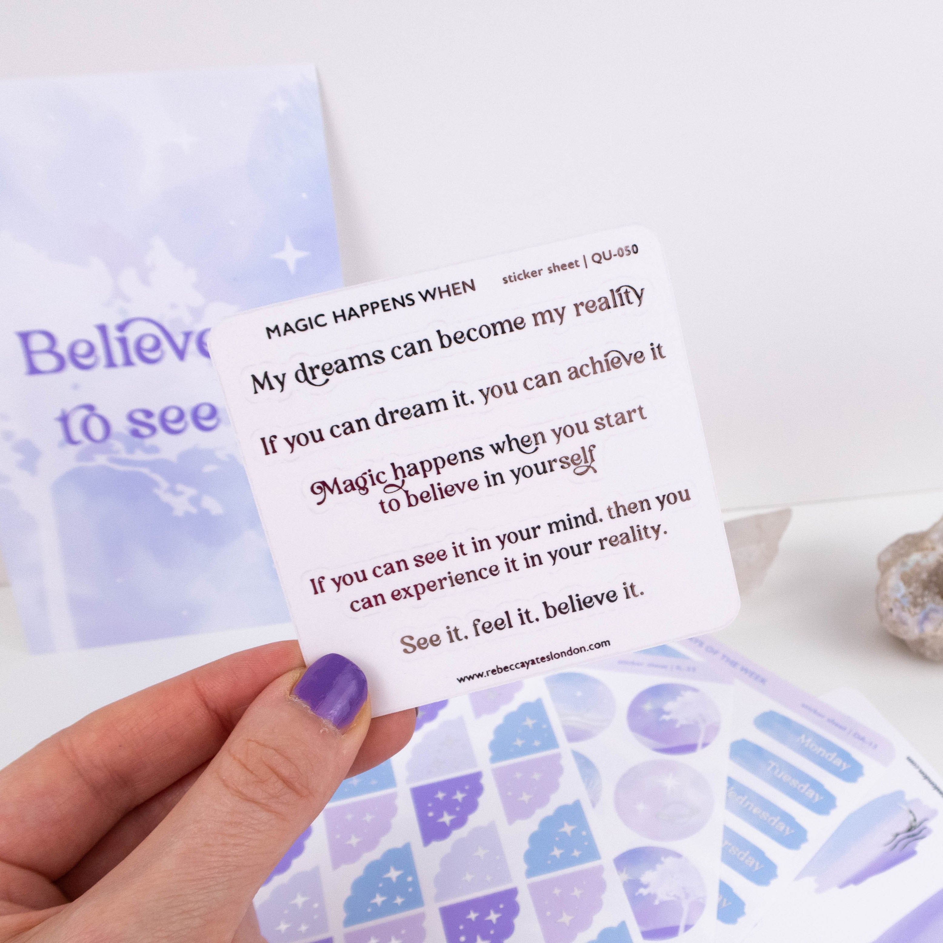 MAGIC HAPPENS WHEN - FOILED QUOTES STICKER SHEET - Rebecca Yates