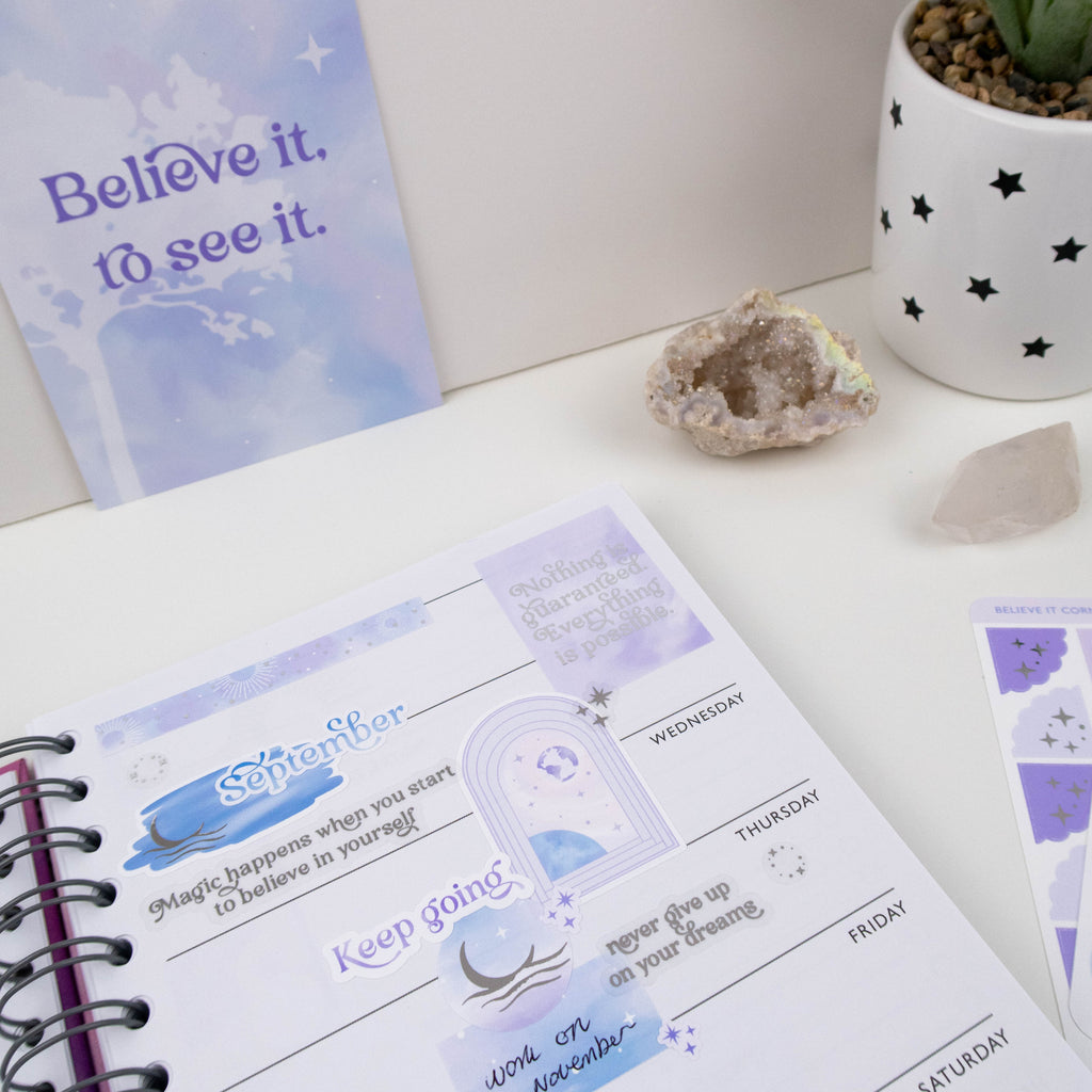 MAGIC HAPPENS WHEN - FOILED QUOTES STICKER SHEET - Rebecca Yates