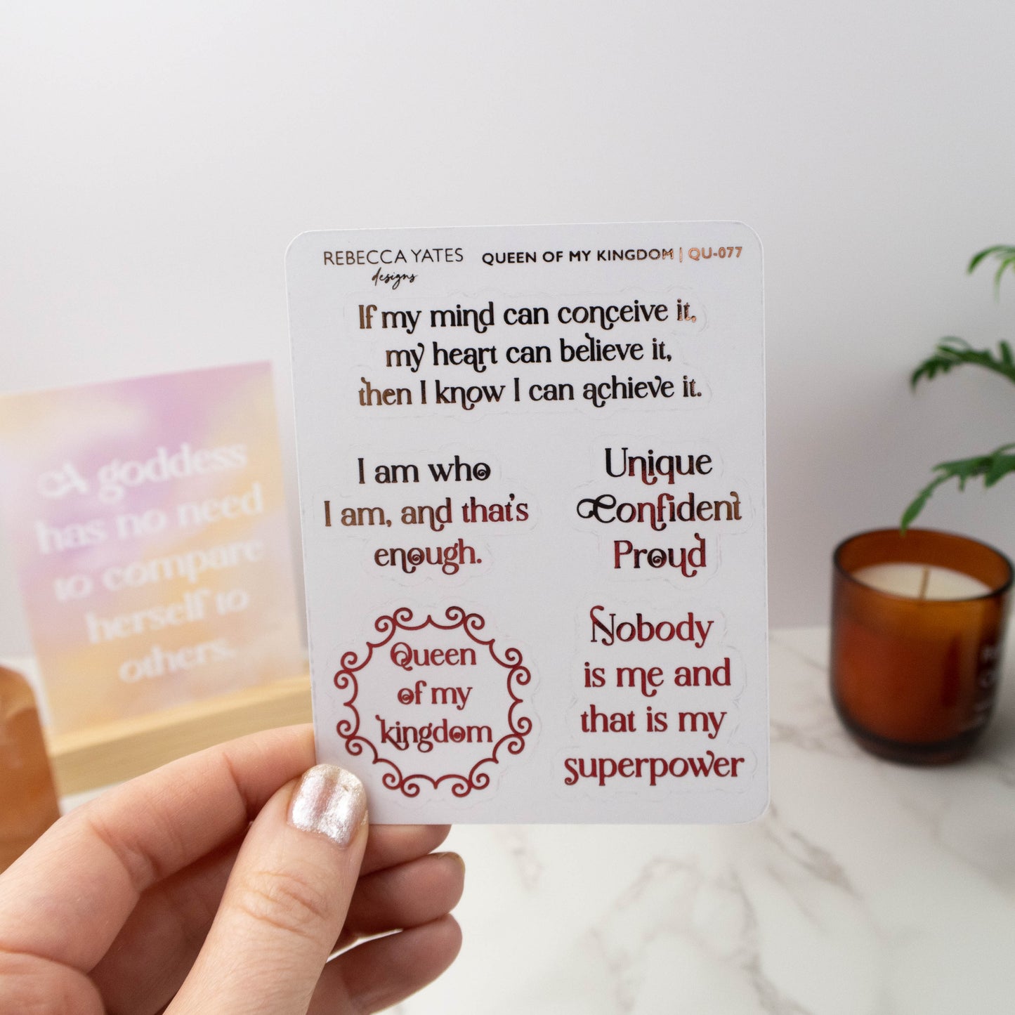 QUEEN OF MY KINGDOM - FOILED QUOTES STICKER SHEET