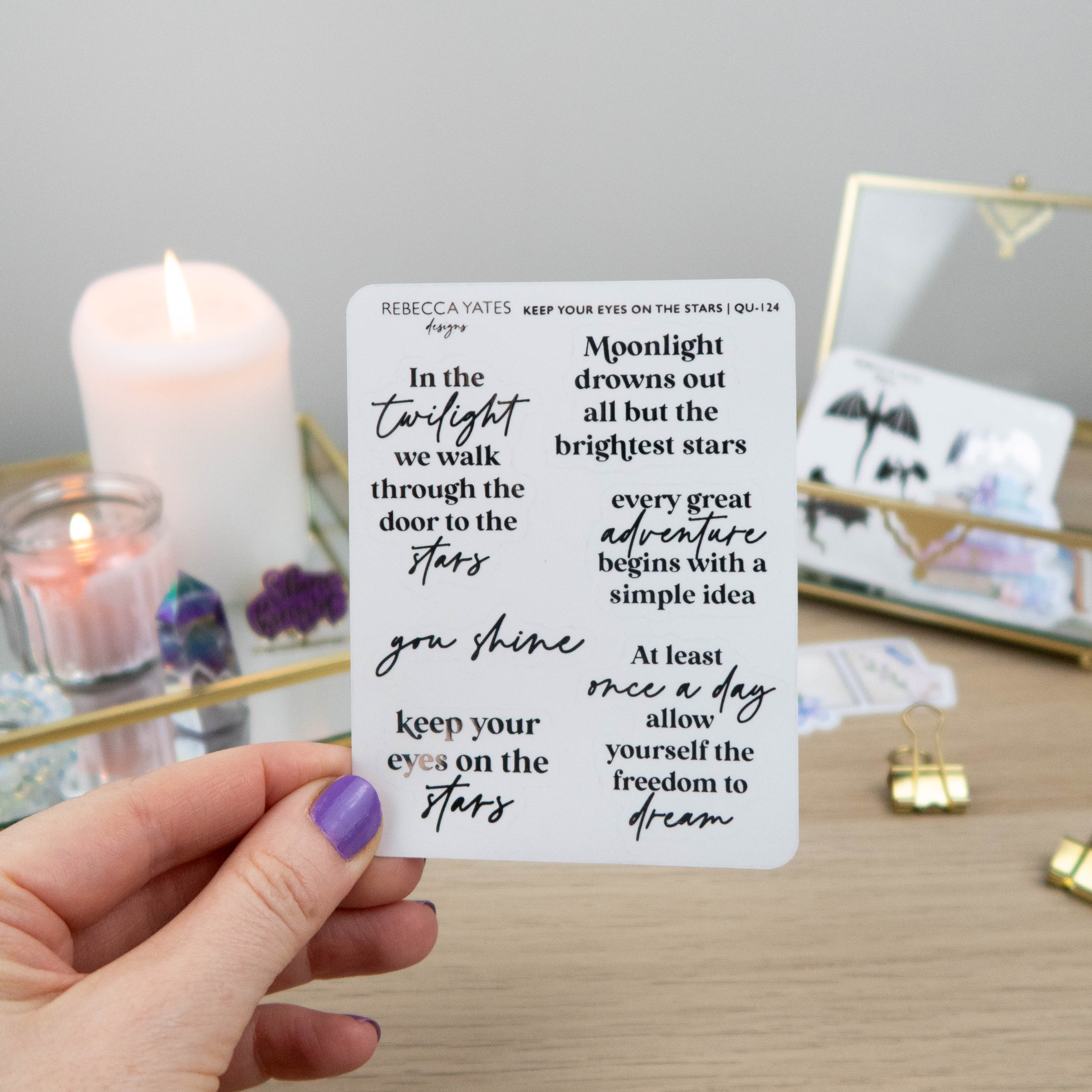 KEEP YOUR EYES ON THE STARS - QUOTES PLANNER STICKER SHEET - Rebecca Yates