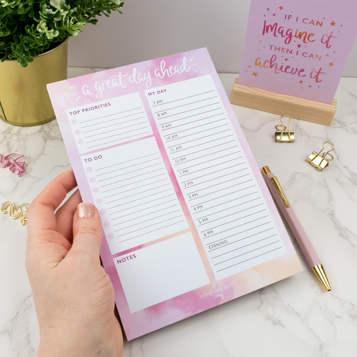 A GREAT DAY AHEAD - DAY PLANNER PAD (ROSE QUARTZ)