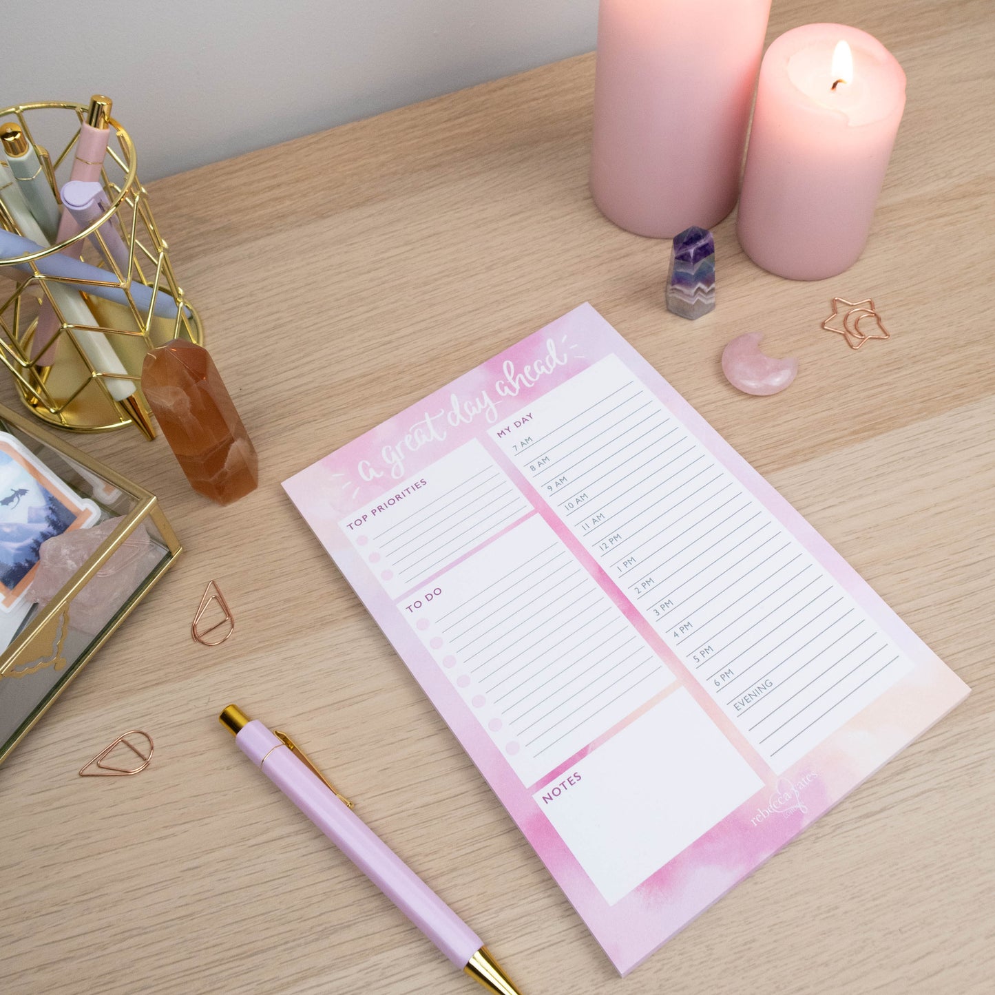 A GREAT DAY AHEAD - DAY PLANNER PAD (ROSE QUARTZ)