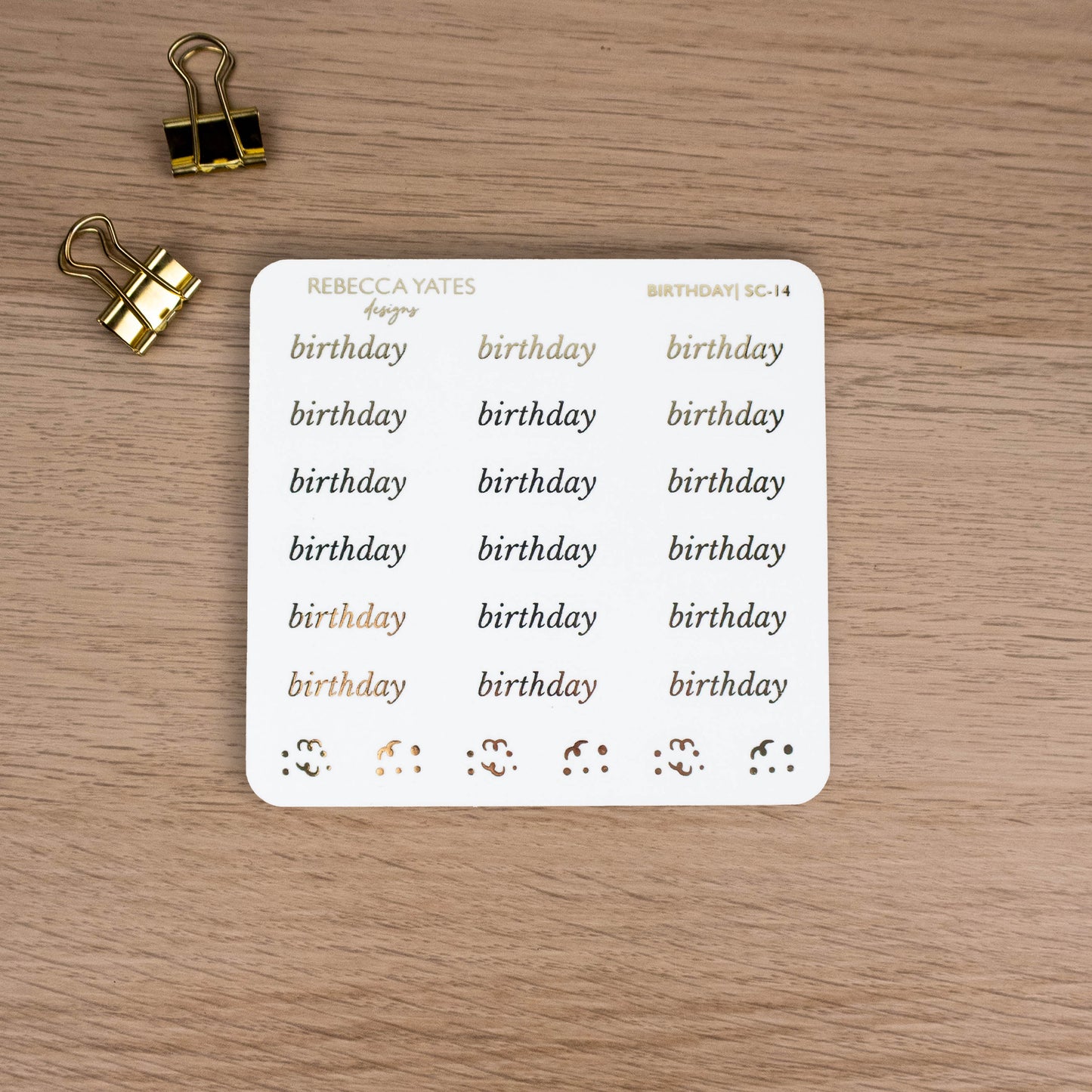BIRTHDAY - FOILED SCRIPT STICKERS