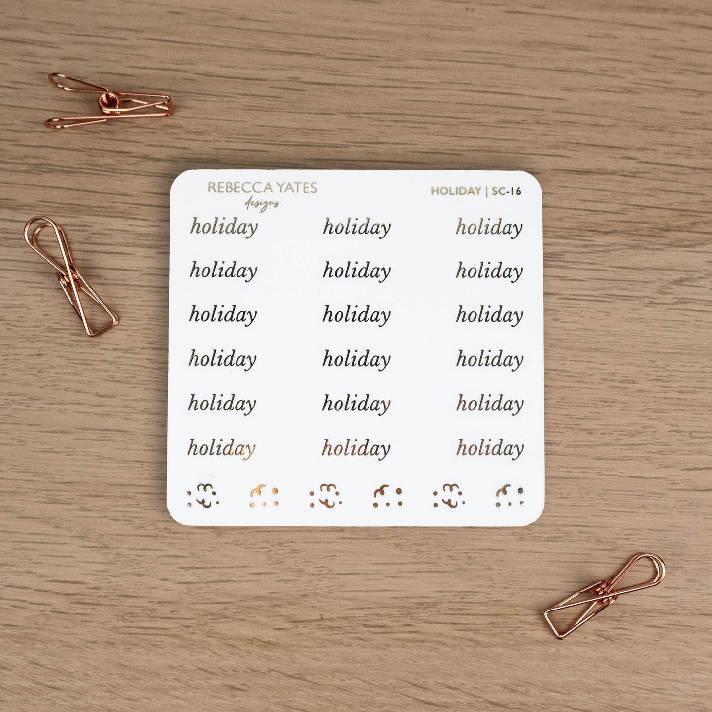 HOLIDAY - FOILED SCRIPT STICKERS - Rebecca Yates