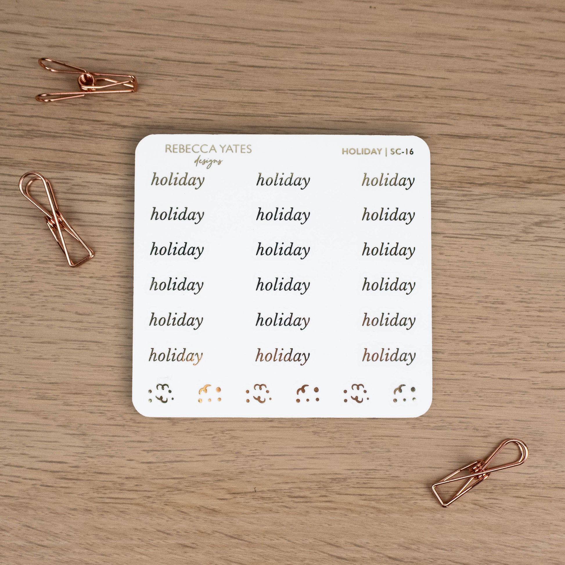 HOLIDAY - FOILED SCRIPT STICKERS - Rebecca Yates
