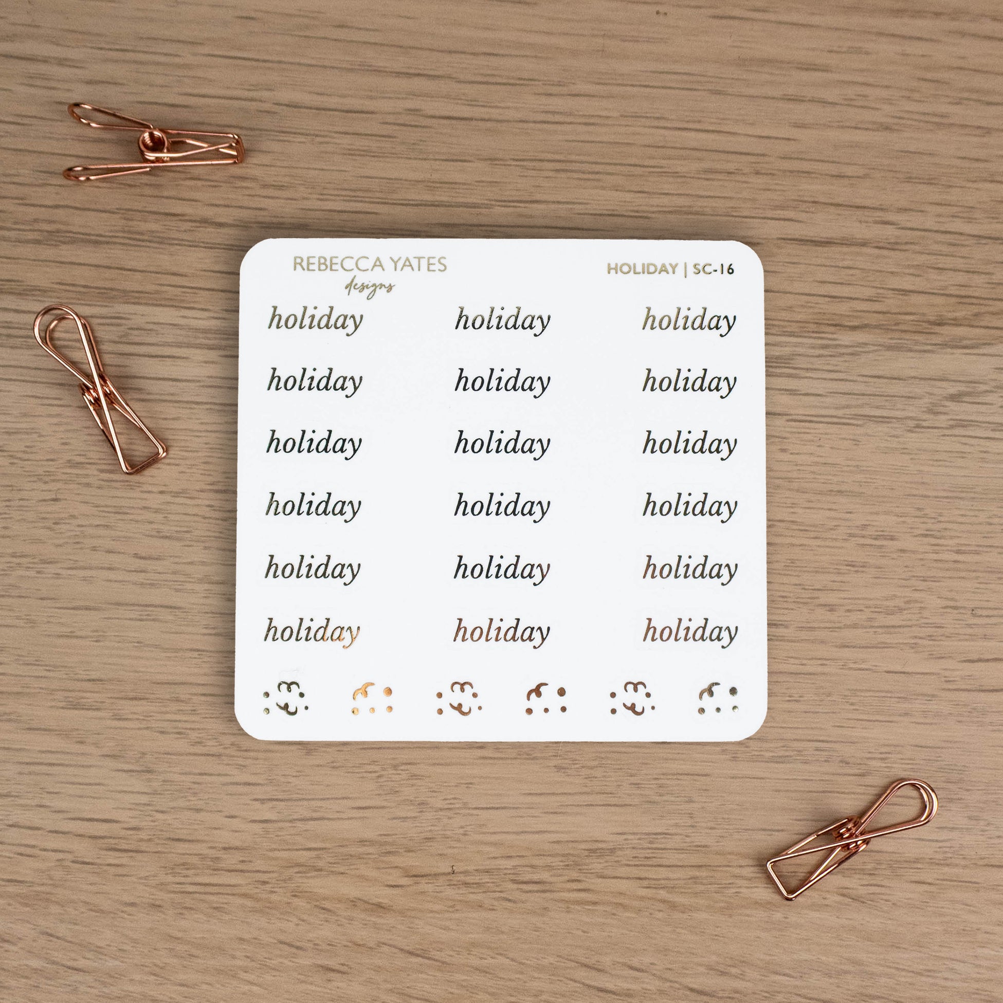 HOLIDAY - FOILED SCRIPT STICKERS - Rebecca Yates